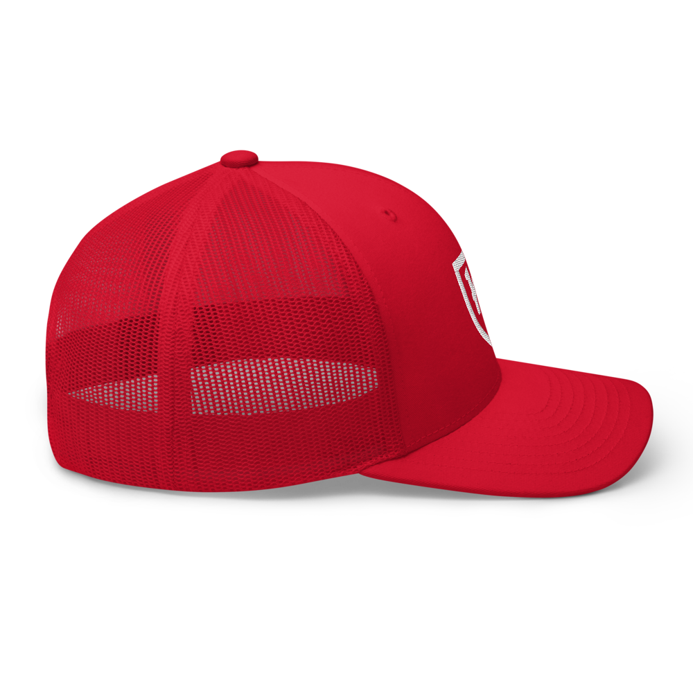 K1 Apparel Co. Shield Snapback Red Side View